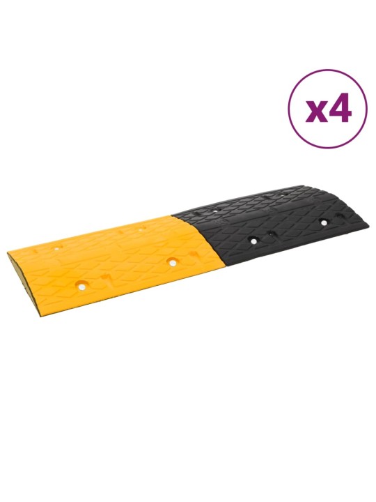 Zpomalovací prahy 4 ks žluté a černé 97 x 32,5 x 4 cm pryž