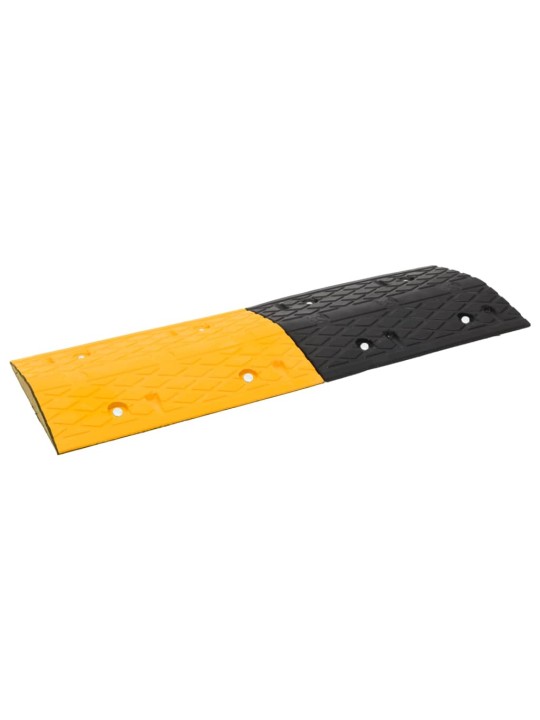 Zpomalovací prahy 4 ks žluté a černé 97 x 32,5 x 4 cm pryž