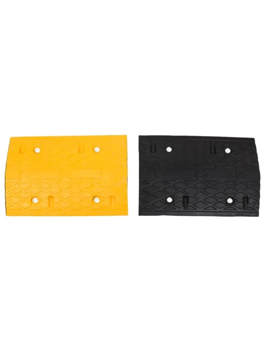 Zpomalovací prahy 4 ks žluté a černé 97 x 32,5 x 4 cm pryž