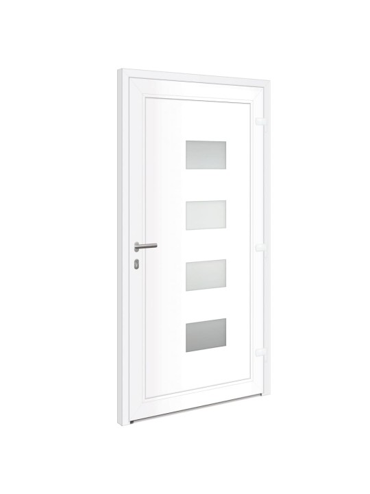 Vchodové dveře bílé 100 x 200 cm hliník a pvc