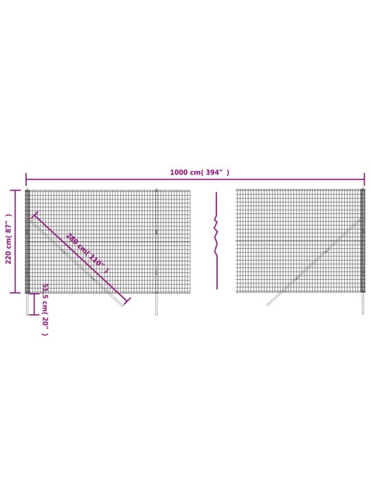 Drátěné pletivo zelené 2,2 x 10 m pozinkovaná ocel