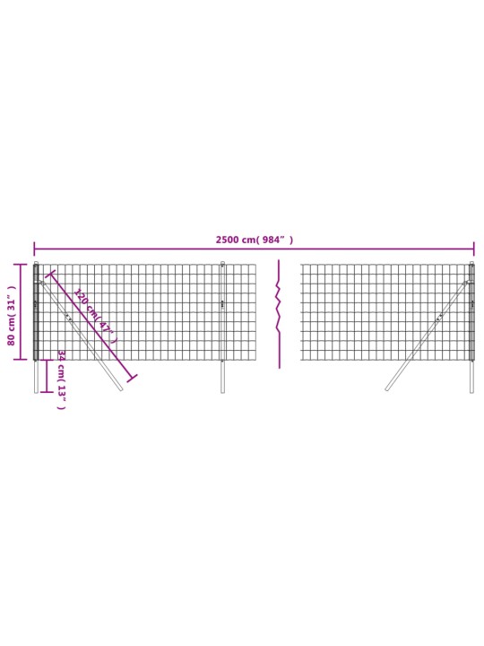 Drátěné pletivo zelené 0,8 x 25 m pozinkovaná ocel