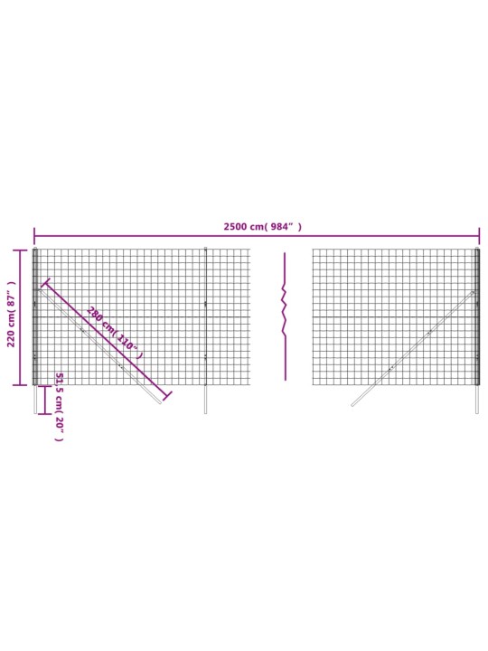 Drátěné pletivo zelené 2,2 x 25 m pozinkovaná ocel