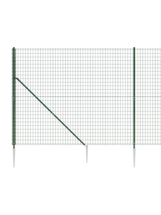 Drátěný plot s kotevními hroty zelený 1,4 x 10 m
