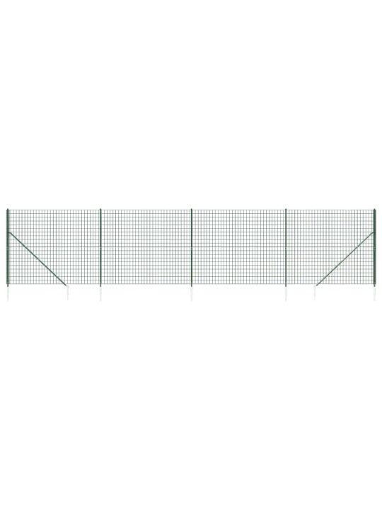 Drátěný plot s kotevními hroty zelený 1,4 x 10 m
