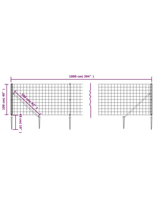 Drátěný plot s kotevními hroty zelený 1 x 10 m