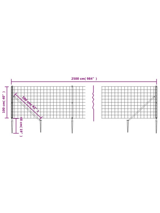 Drátěný plot s kotevními hroty zelený 1 x 25 m