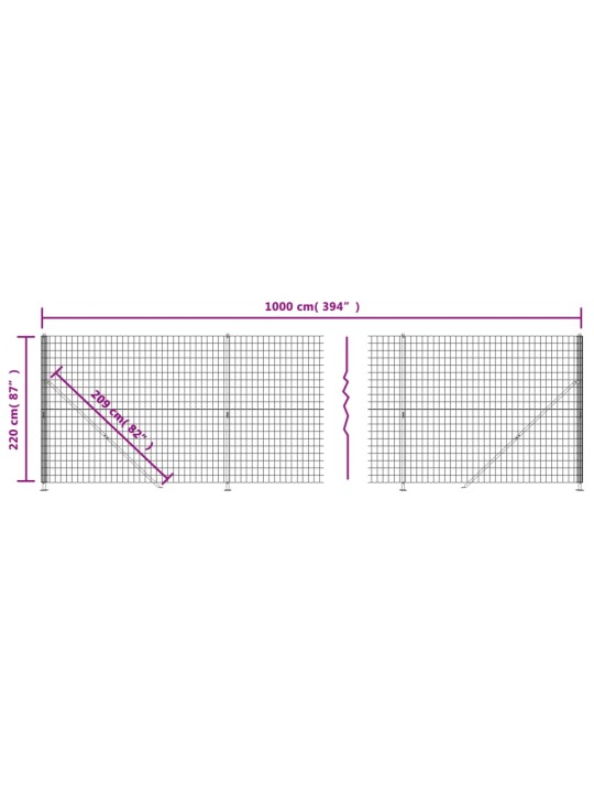 Drátěný plot s přírubami zelený 2,2 x 10 m