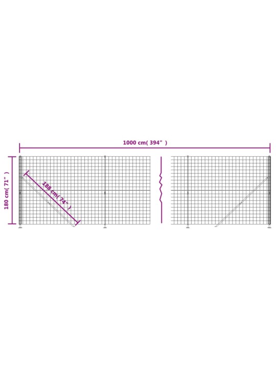 Drátěný plot s přírubami zelený 1,8 x 10 m