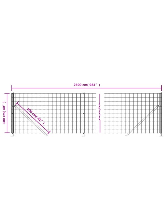 Drátěný plot s přírubami zelený 1 x 25 m