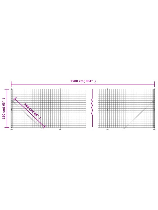 Drátěný plot s přírubami zelený 1,6 x 25 m