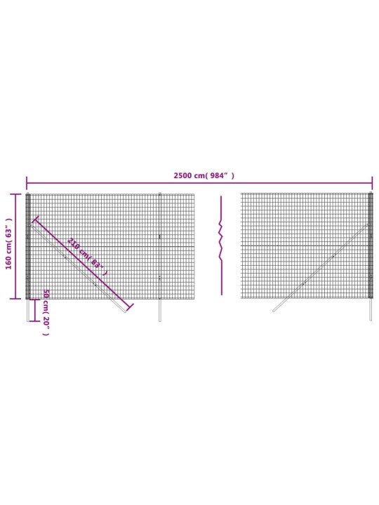 Drátěný plot antracitový 1,6 x 25 m pozinkovaná ocel