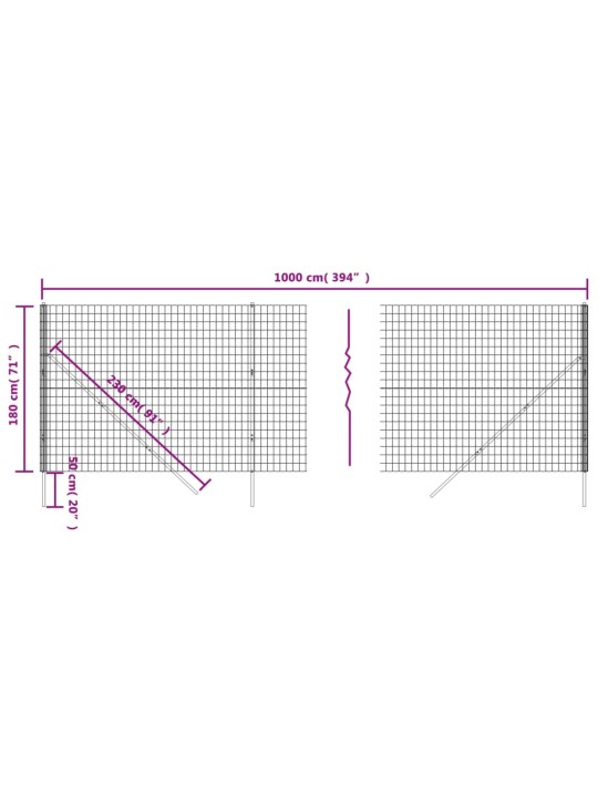 Drátěný plot antracitový 1,8 x 10 m pozinkovaná ocel
