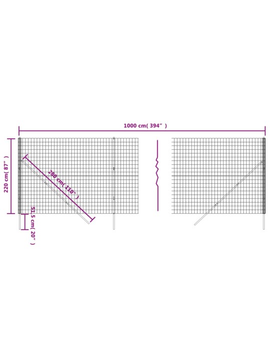 Drátěný plot antracitový 2,2 x 10 m pozinkovaná ocel