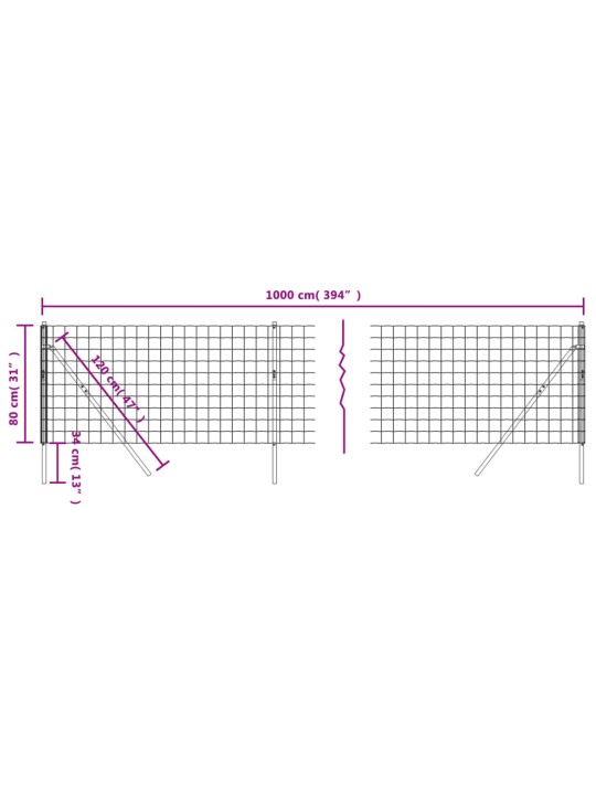 Drátěný plot antracitový 0,8 x 10 m pozinkovaná ocel