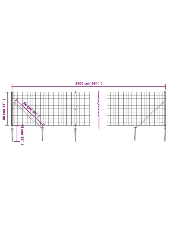 Drátěný plot s kotevními hroty antracitový 0,8 x 25 m