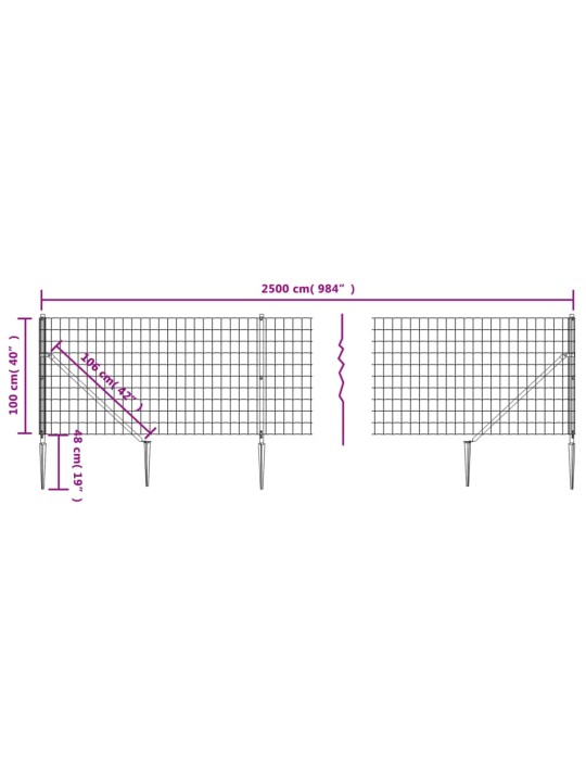 Drátěný plot s kotevními hroty antracitový 1 x 25 m