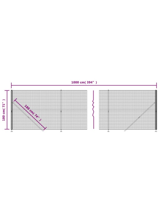 Drátěný plot s přírubami antracitový 1,8 x 10 m