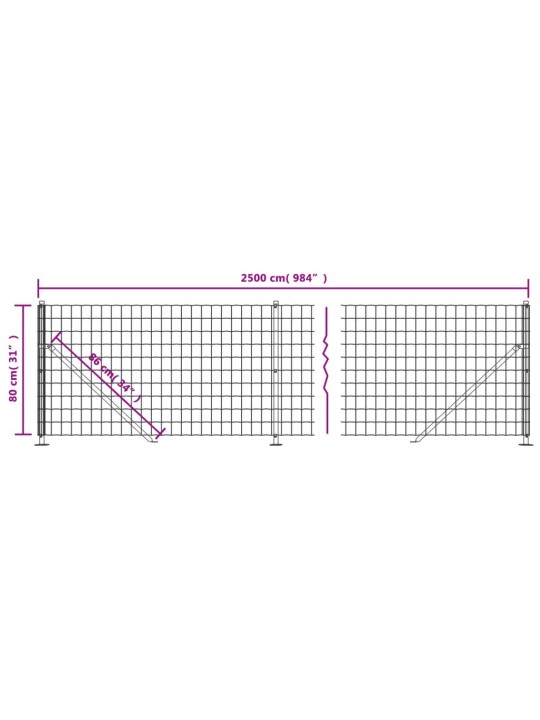 Drátěný plot s přírubami antracitový 0,8 x 25 m