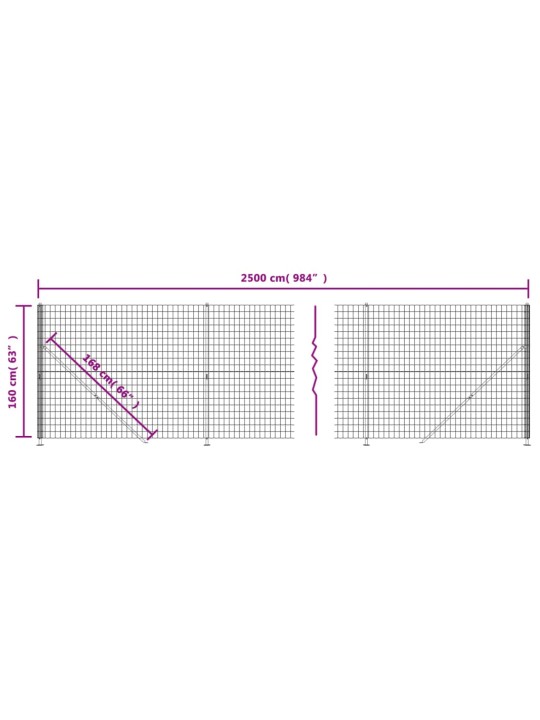 Drátěný plot s přírubami antracitový 1,6 x 25 m