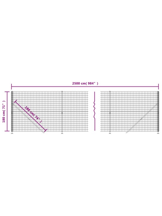Drátěný plot s přírubami antracitový 1,8 x 25 m