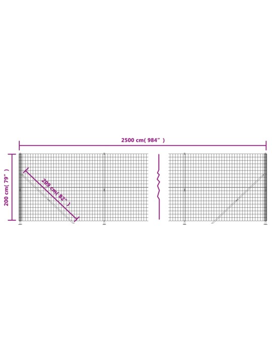 Drátěný plot s přírubami antracitový 2 x 25 m