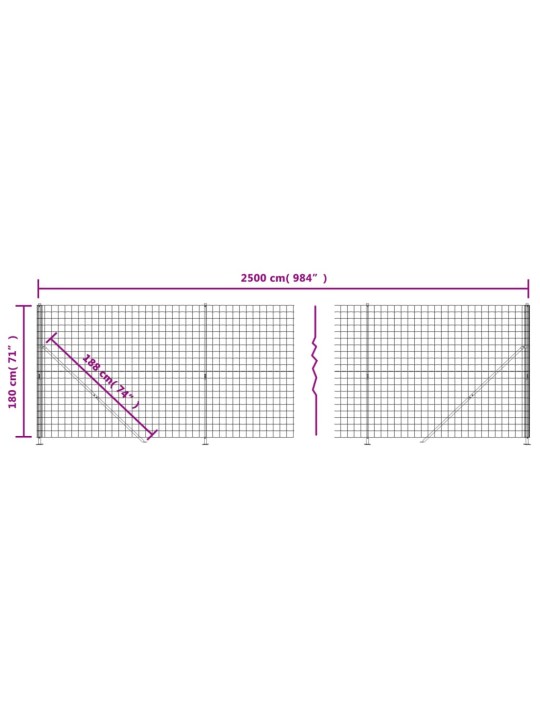 Drátěný plot s přírubami antracitový 1,8 x 25 m