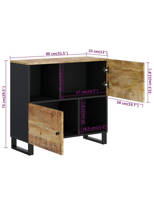 Příborník se 2 dvířky 80x33x75 cm masivní mangovníkové dřevo