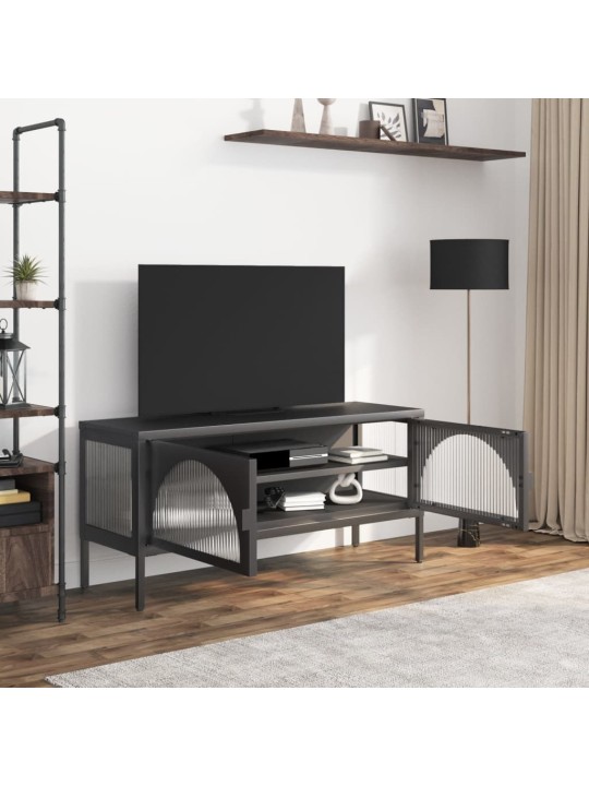 TV skříňka černá 105 x 35 x 50 cm sklo a ocel