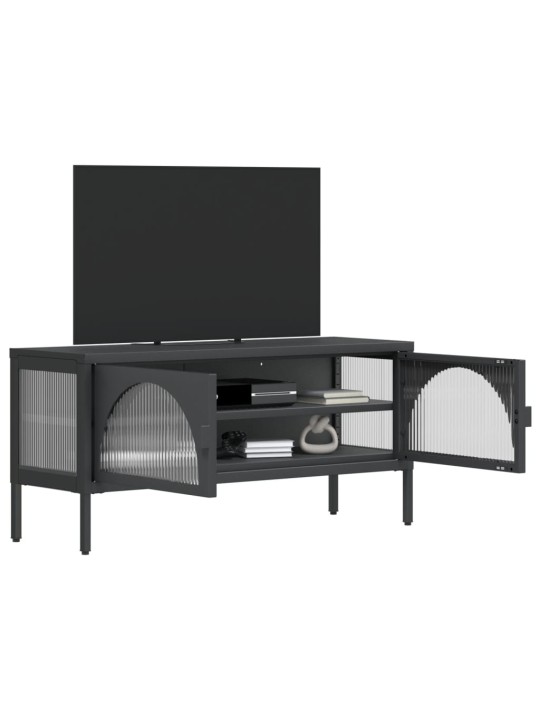 TV skříňka černá 105 x 35 x 50 cm sklo a ocel