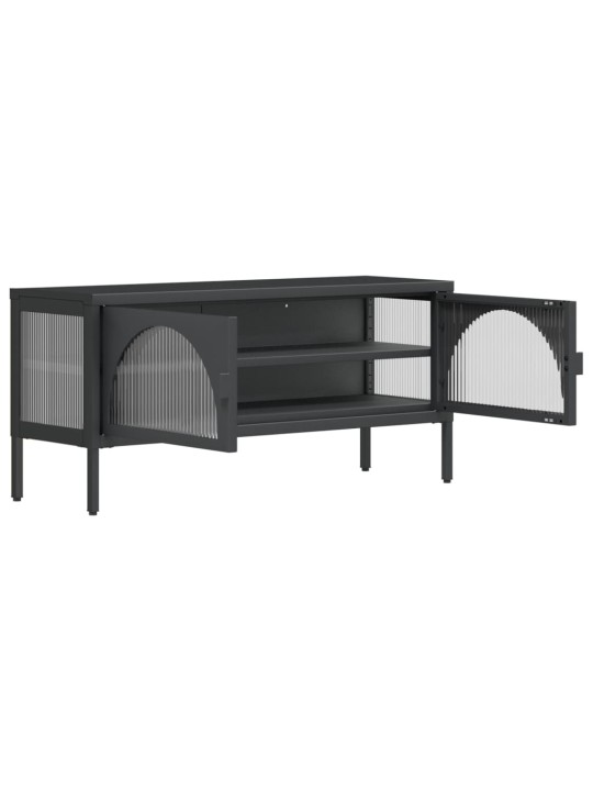 TV skříňka černá 105 x 35 x 50 cm sklo a ocel