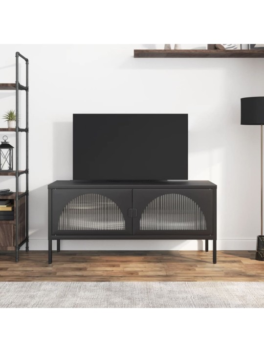 TV skříňka černá 105 x 35 x 50 cm sklo a ocel