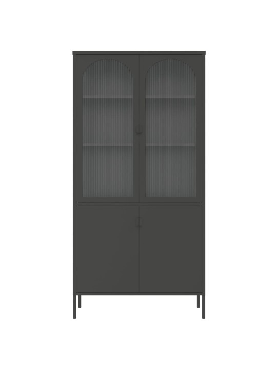 Highboard černý 90 x 40 x 180 cm sklo a ocel