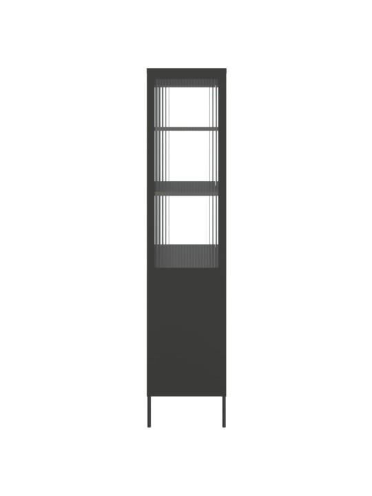 Highboard černý 90 x 40 x 180 cm sklo a ocel