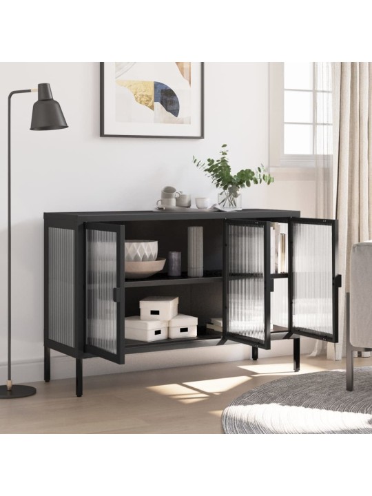 Příborník černý 105 x 35 x 70 cm sklo a ocel
