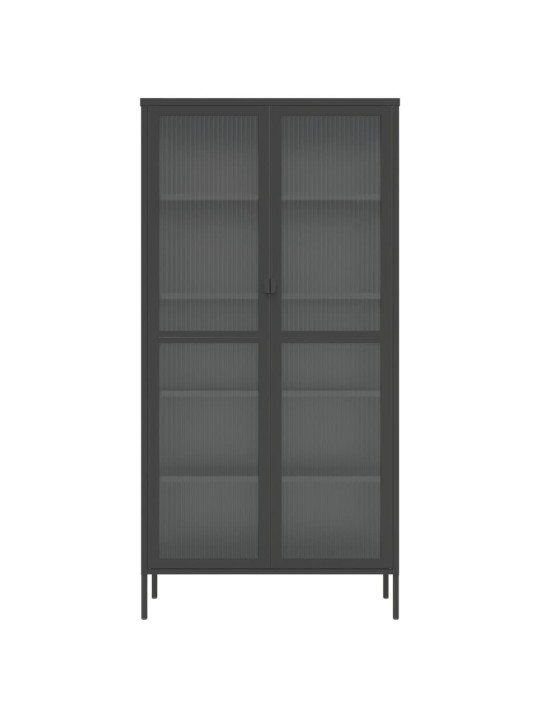 Highboard černý 85 x 40 x 180 cm sklo a ocel