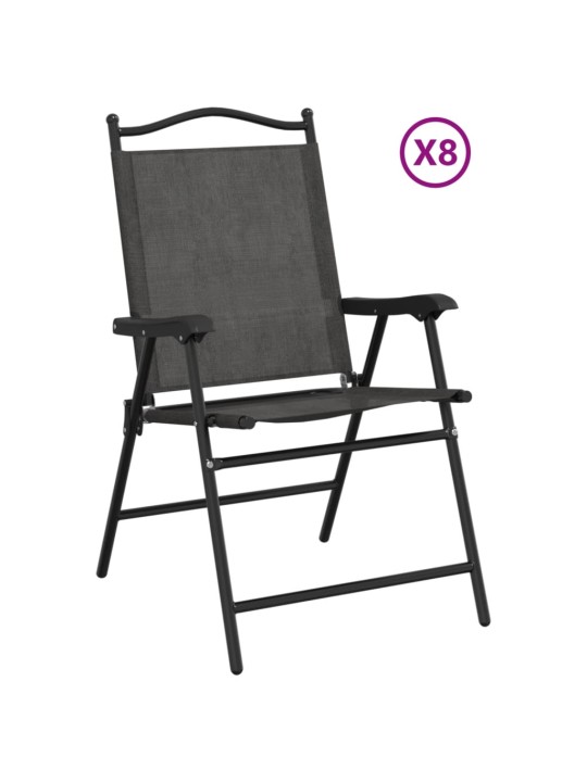Skládací zahradní židle 8 ks šedá melanž ocel a textilen