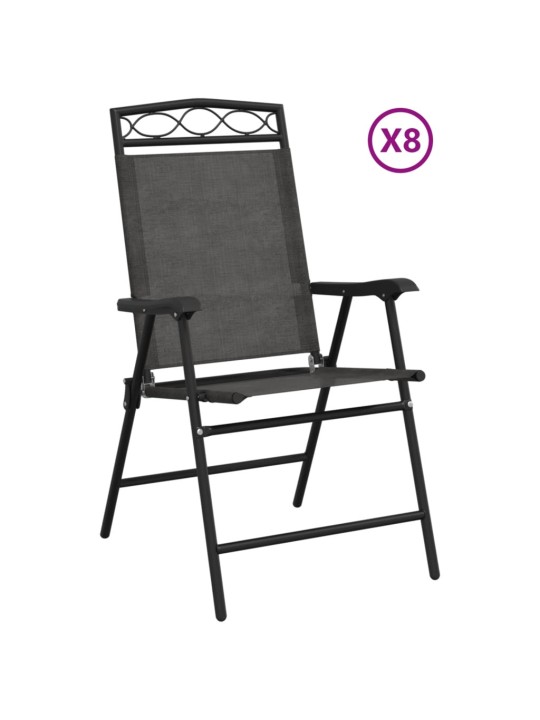 Skládací zahradní židle 8 ks šedá melanž ocel a textilen
