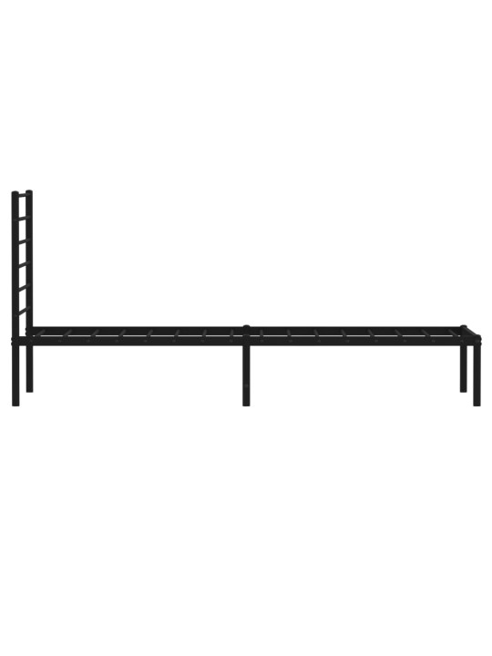 Kovový rám postele s čelem černý 80 x 200 cm