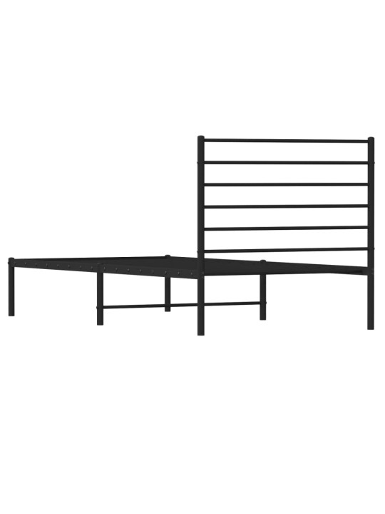 Kovový rám postele s čelem černý 80 x 200 cm