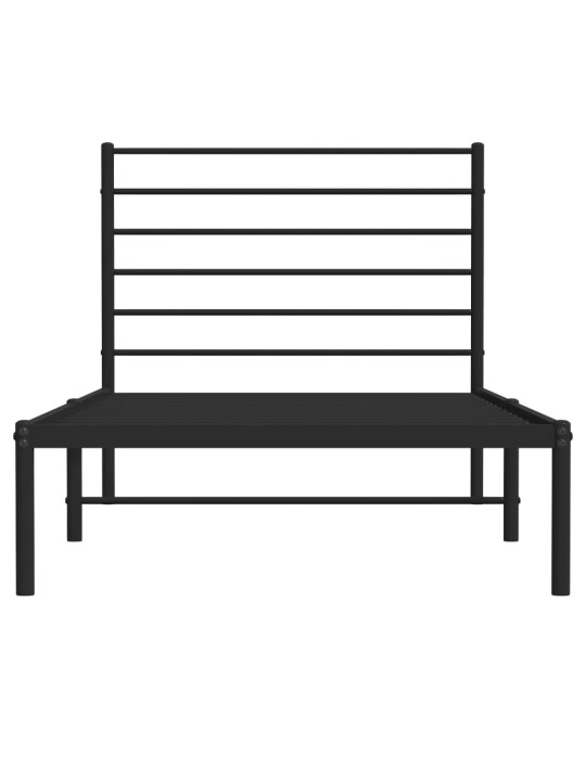 Kovový rám postele s čelem černý 107 x 203 cm