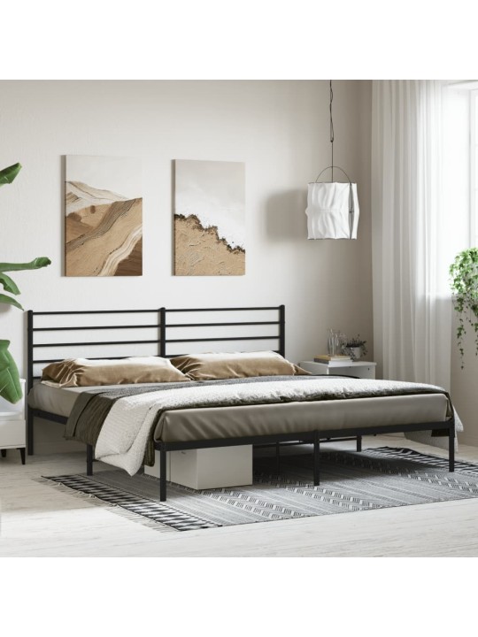 Kovový rám postele s čelem černý 183 x 213 cm