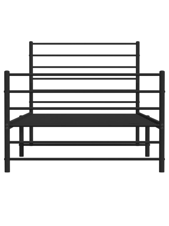 Kovový rám postele s hlavovým a nožním čelem černý 75 x 190 cm