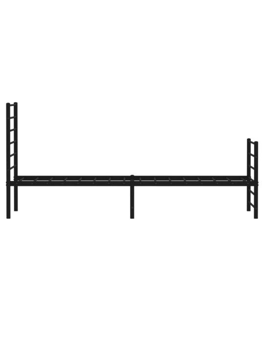 Kovový rám postele s hlavovým a nožním čelem černý 90 x 200 cm