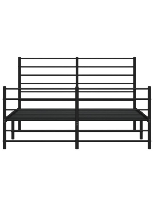 Kovový rám postele s hlavovým a nožním čelem černý 140 x 200 cm