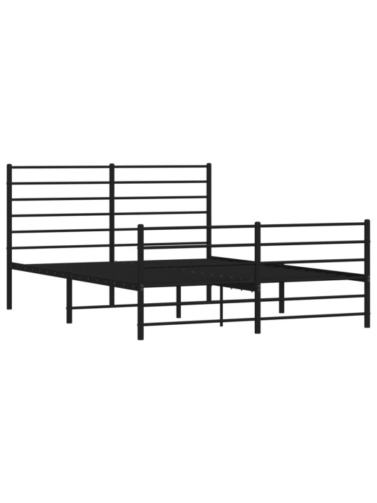 Kovový rám postele s hlavovým a nožním čelem černý 150 x 200 cm