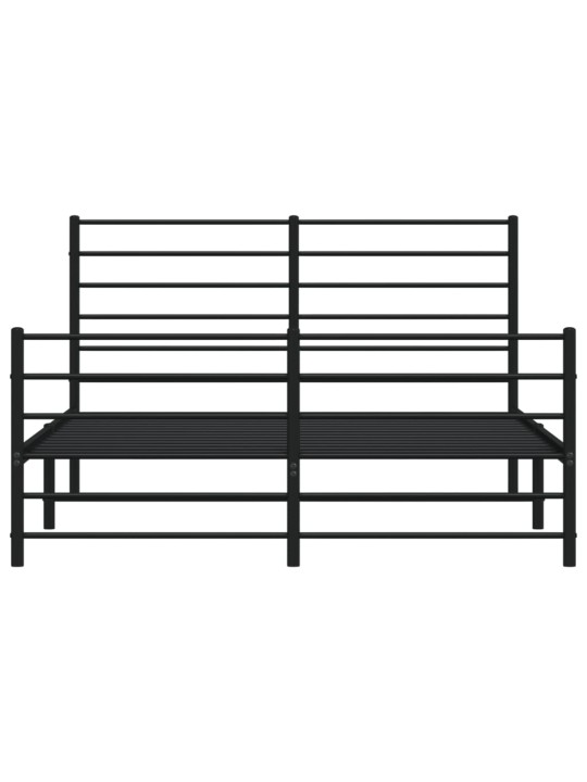 Kovový rám postele bez matrace s nožním čelem černý 160x200 cm