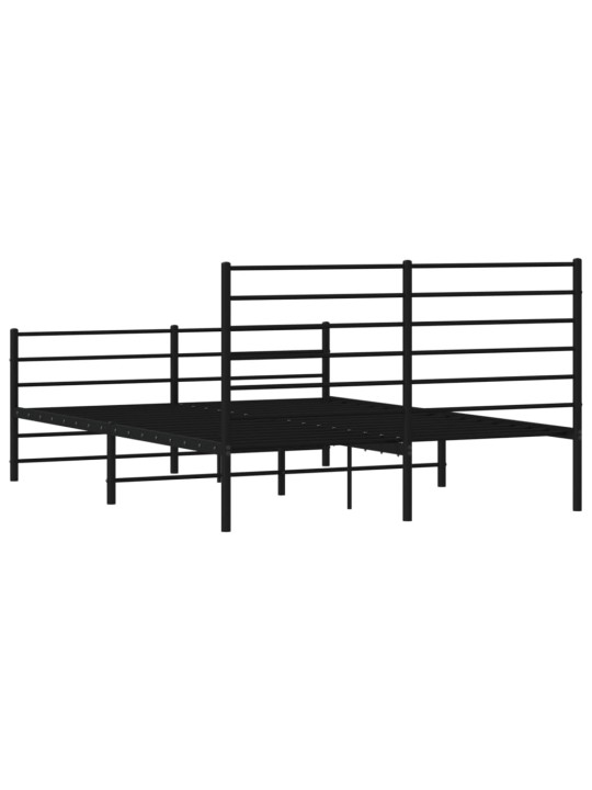Kovový rám postele bez matrace s nožním čelem černý 160x200 cm