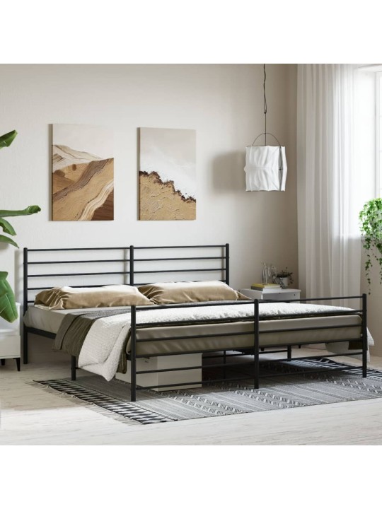 Kovový rám postele bez matrace s nožním čelem černý 180x200 cm