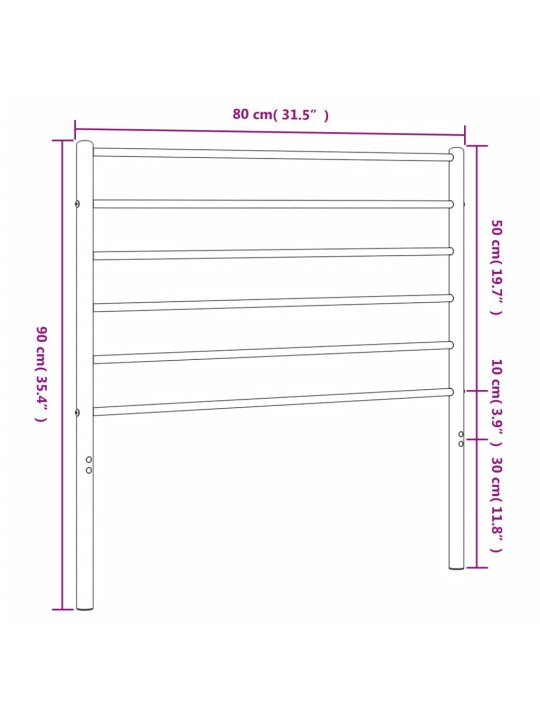 Kovové čelo postele černé 75 cm